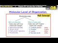 Molecular level | level of biological organization | class 9