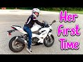 Girlfriend Learning How to Ride a Motorcycle