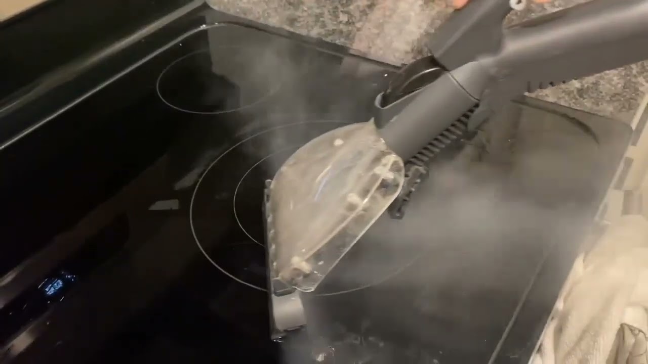 Steam and Squeegee on Glass Cooktop with the US STEAM SeaHawk Steam Vacuum