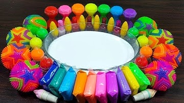 Rainbow slime ! Mixing random things into glossy slime | Relaxing slime videos !!!