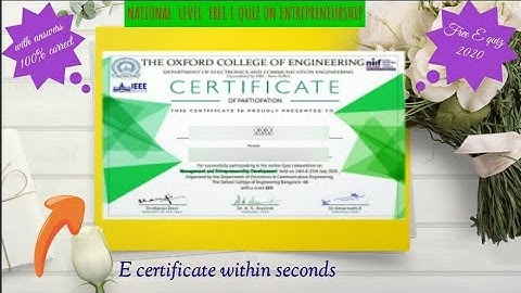 National Level Free E quiz 2020 with answers and free E certificate on Entrepreneurship-Quiz online