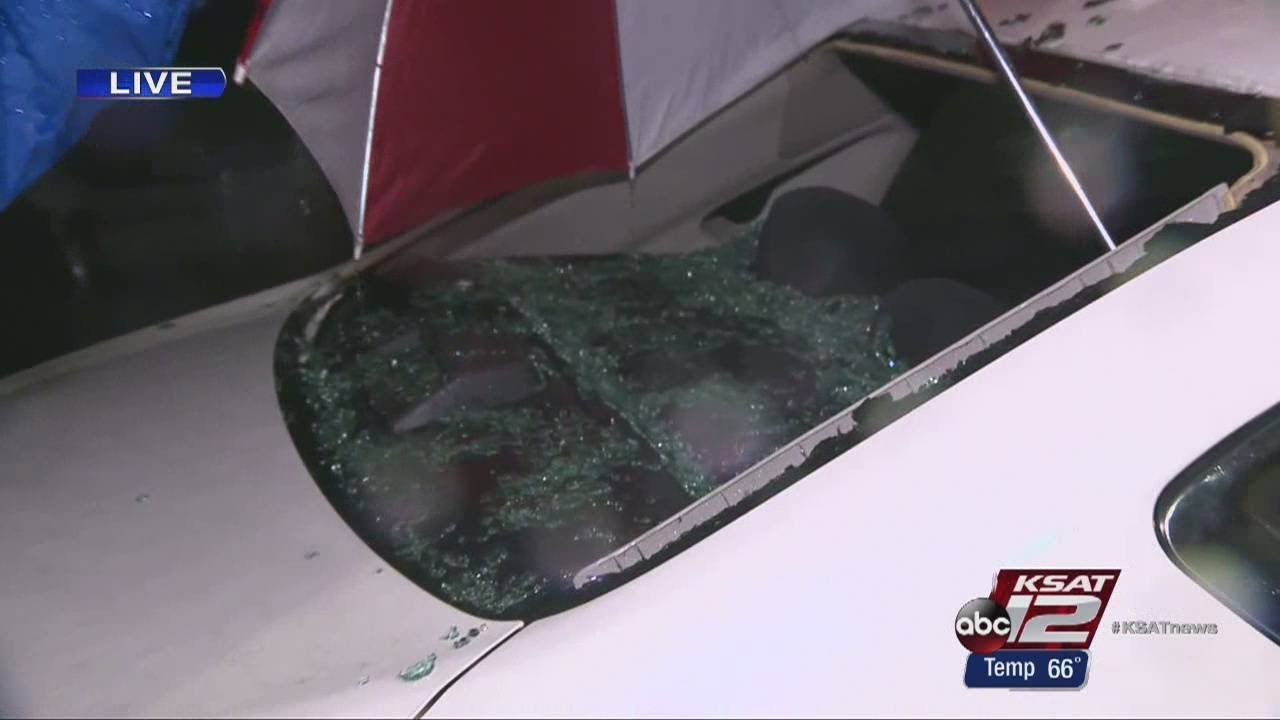 Video: Hail smashes car windshield at KSAT studios - YouTube