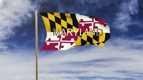 4K maryland flag with title waving in the wind. Looping sun rises style. Animation loop Stock video