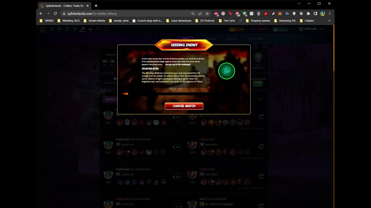 SPLINTERLANDSTV fluidflame legion ygg splinterlands stream