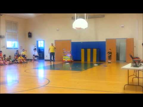 Connor races Buzz Robot at Ellington Day Camp