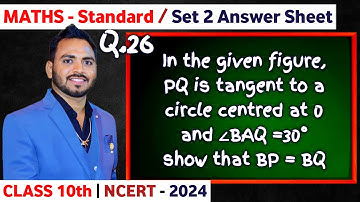 In the given figure, PQ is tangent to a circle centred at O and ∠BAQ=30°; show that BP=BQ