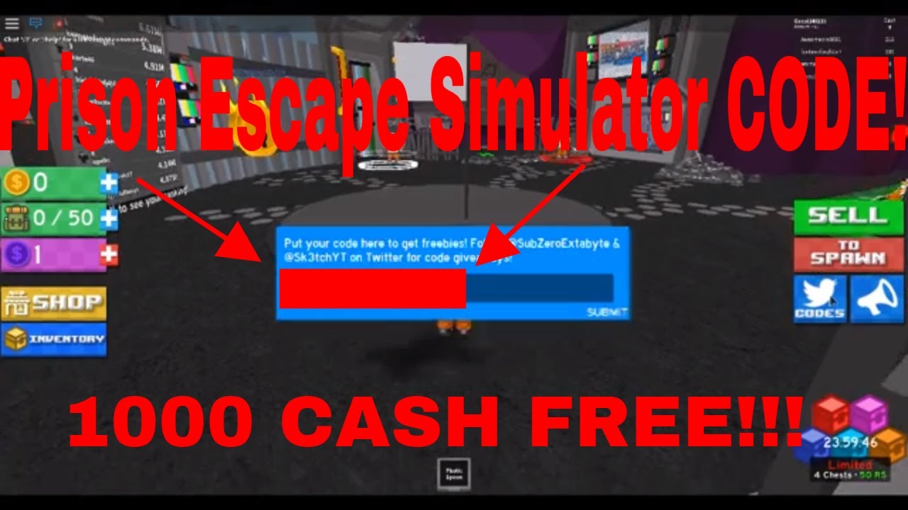 Prison Escape Simulator CODE FOR 1000 CASH ROBLOX YouTube