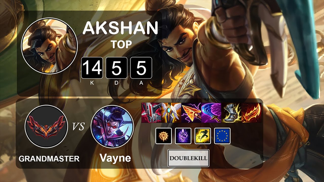 Top Akshan vs Vayne - LOL EUW Grandmaster Season 12 Patch 12.1
