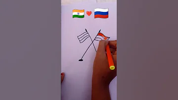 Indian flag and Russia flag # independence day drawing # republic day drawing #shorts