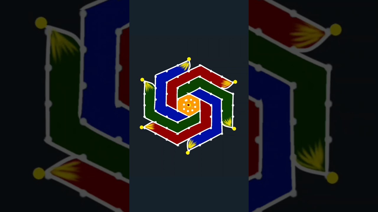 Very Easy Beginners 9to5 Dots Rangoli Kolam Design #rangoli #dotsrangoli #shots #simple #beginners