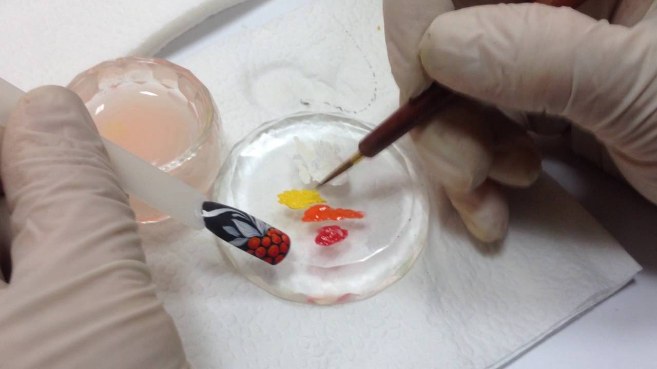 Дизайн ногтей акриловыми красками Justnail 