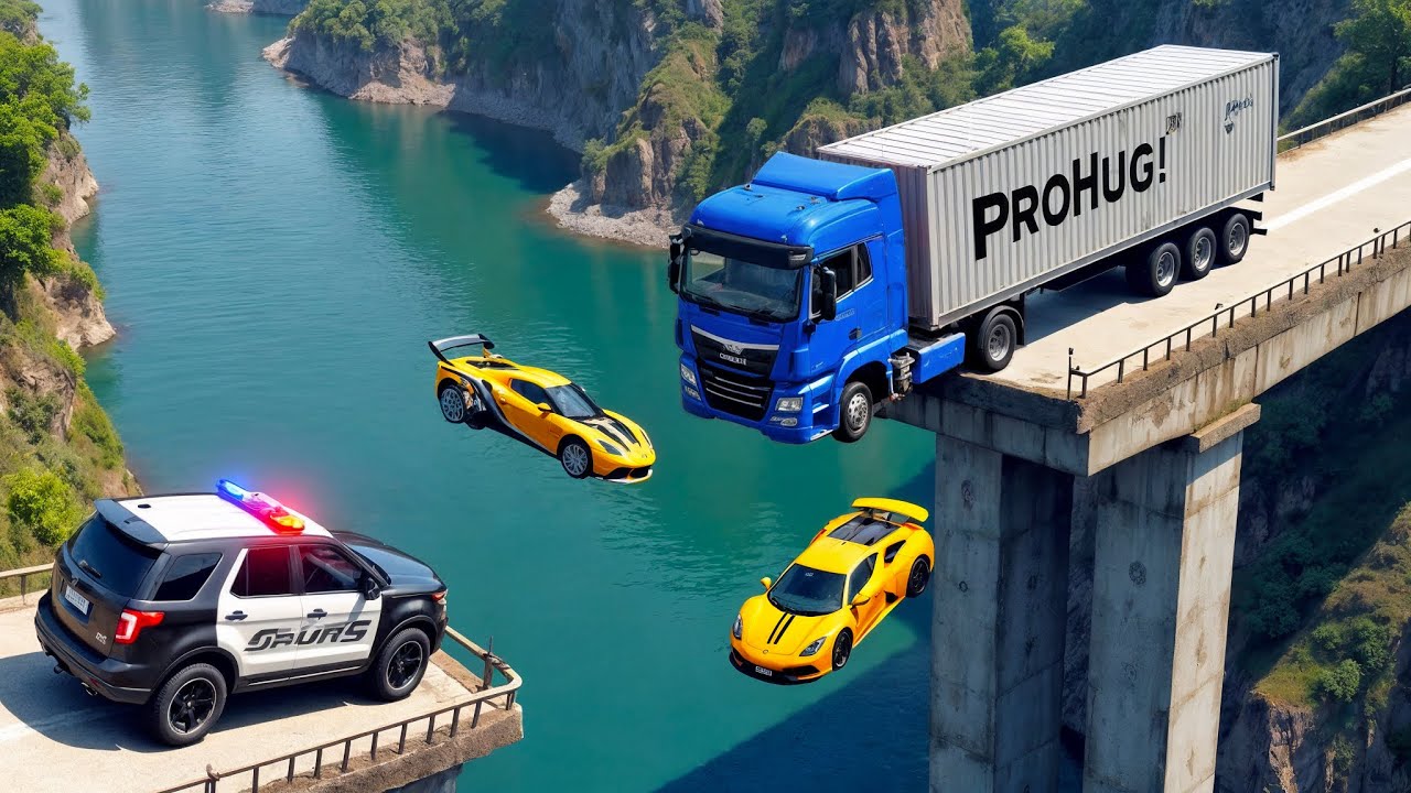 Cars vs COLLAPSE Broken Bridge #7 - BeamNG.drive Fails & Crashes 2025!