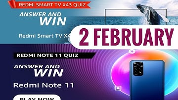 Amazon Redmi Quiz Answers Today | Amazon Quiz Today | 2 February