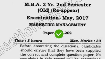 2017 Mdu MBA 2nd Sem Reappear Marketing Management Question Paper