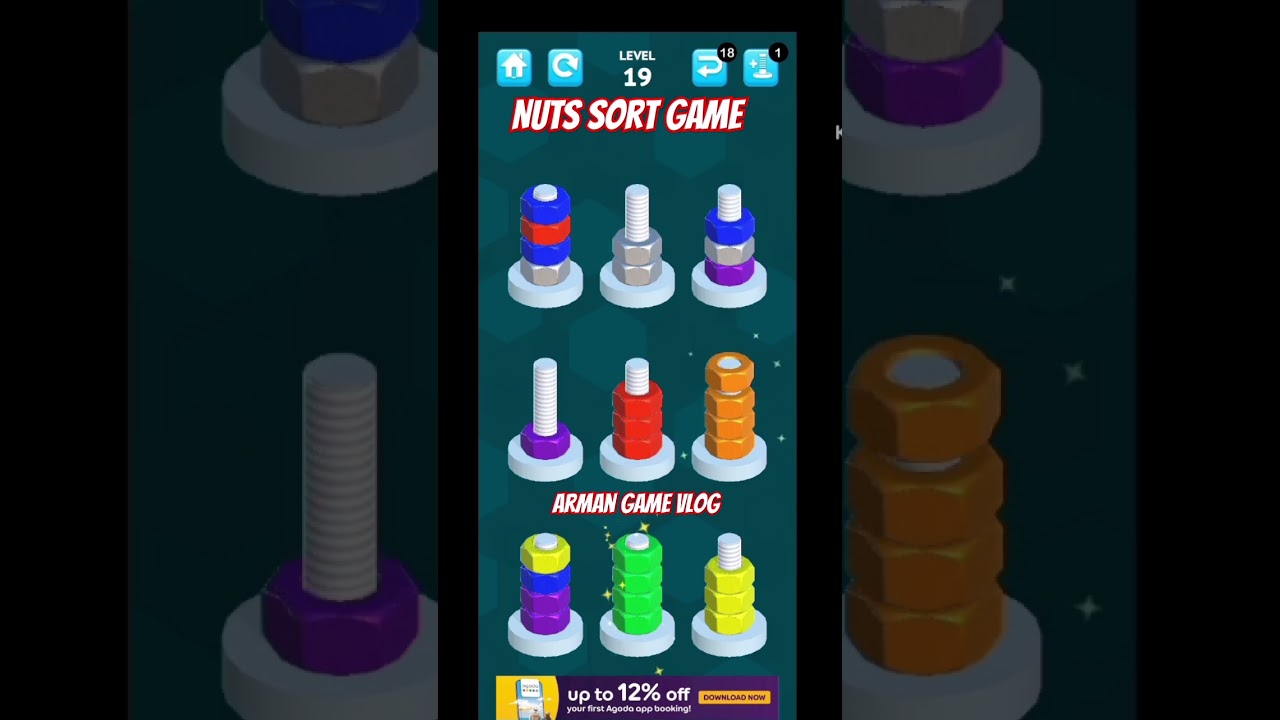 Nuts sort game level 19 😈😈 Arman Game Vlog 