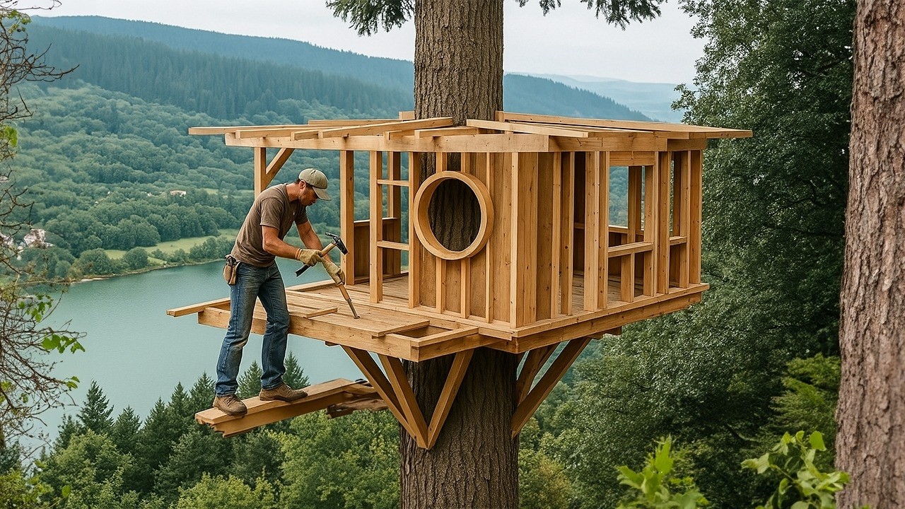 This man builds a secret tree house in the forest to stay safe from ...