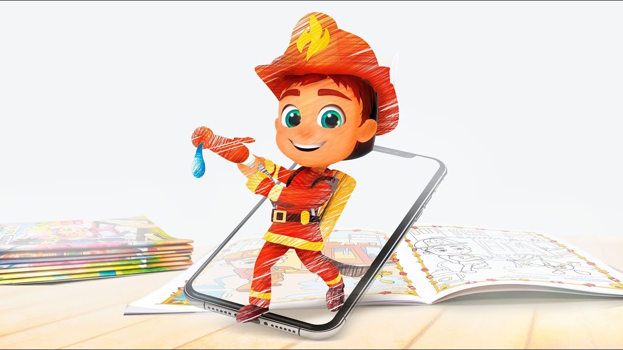 4D Live Coloring in AR Professions - YouTube