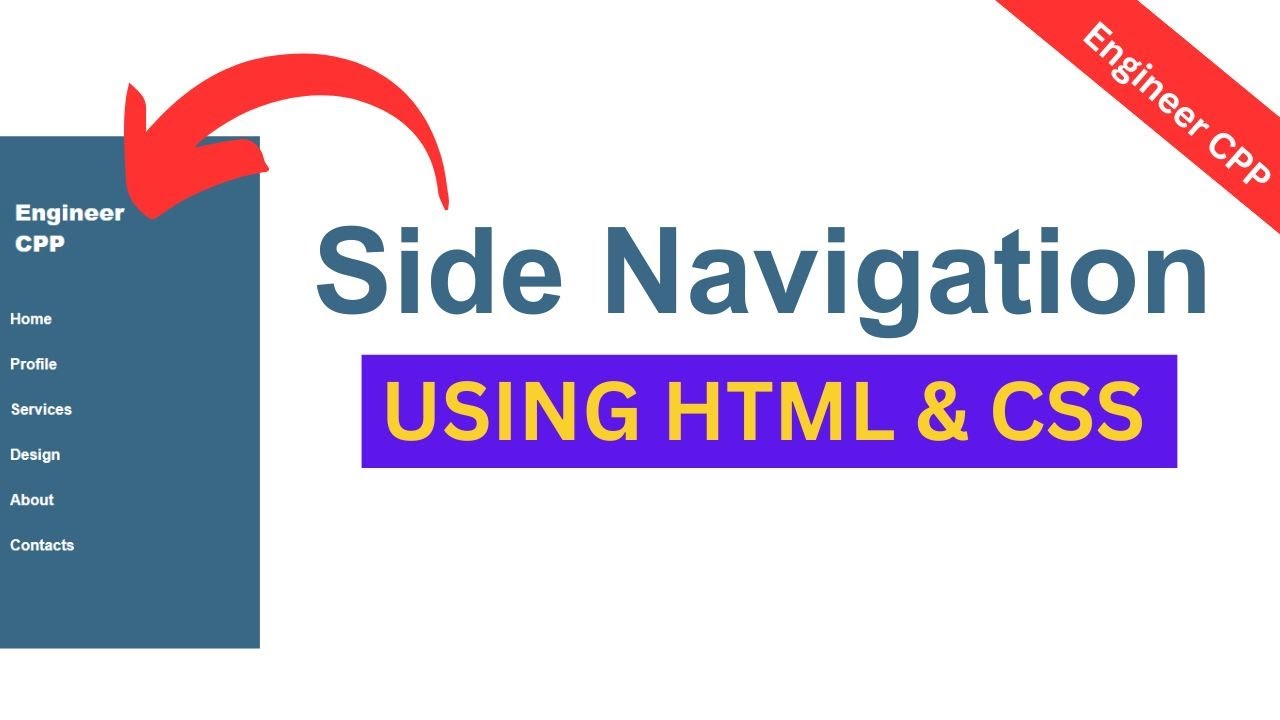 side navigation bar html css | Sidebar Menu in HTML CSS - YouTube