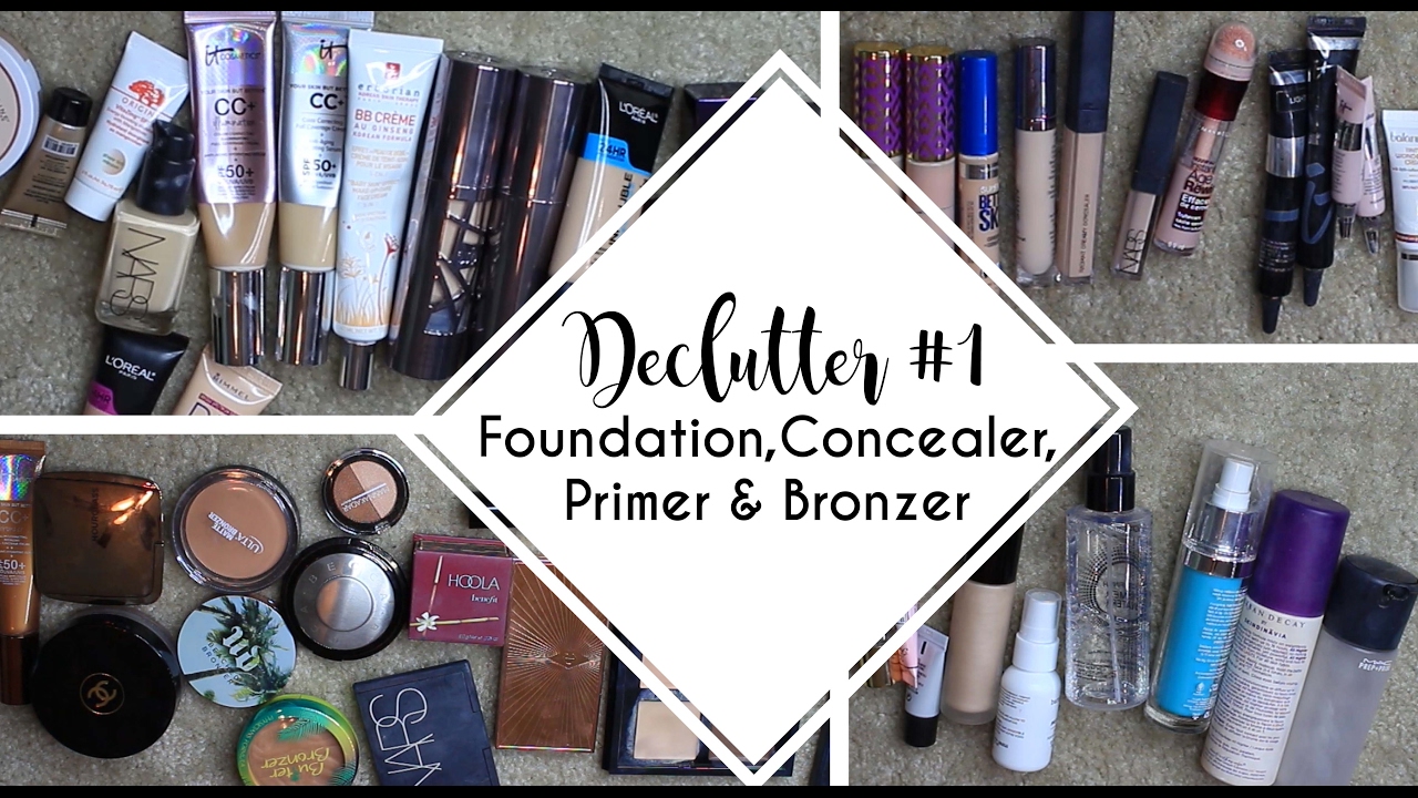 Declutter #1 | Primer, Foundation, Concealer & Bronzer - YouTube