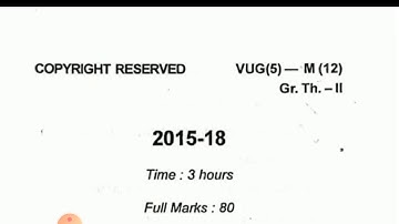 Sem 5 maths core vbu paper 12 group theory 2 session 2015-2018,vbu questions paper math core
