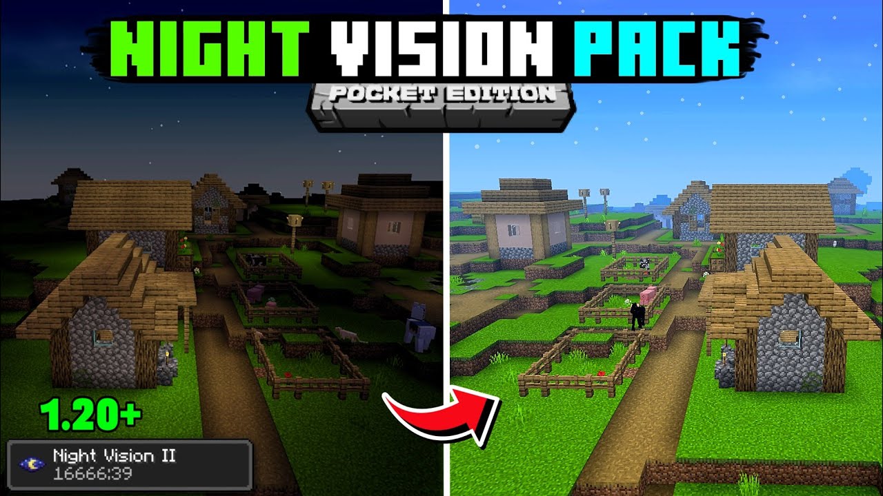 Night Vision Pack For Minecraft PE 1.20 Night Vision Pack For MCPE