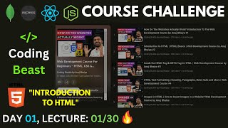 Day: 01 Lecture 01/45 || Coding Beast || Coding Shuttle MERN Stack Course Challenge