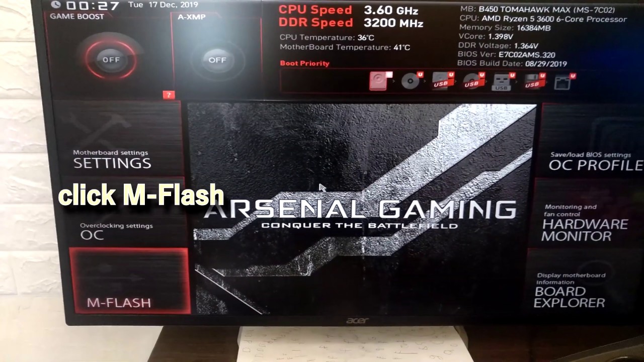 MSI B450 TOMAHAWK MAX BIOS update guide - YouTube