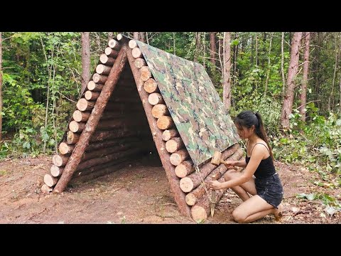 She Built a Hidden Wooden Shelter Deep in the Wilderness – Living Alone ...