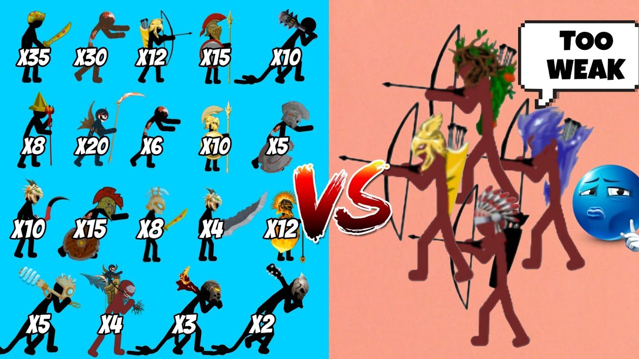 All stick figures from weakest to strongest Vs Insane archer - stick war legacy 