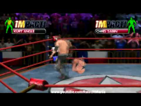 TNA Impact - Cross The Line PSP Gameplay Kurt Angle vs Chris Sabin