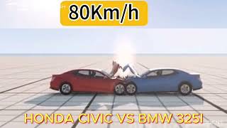 BeamNG Drive | ホンダ・シビックとBMW 325iの高速クラッシュテスト480キロメートル/時.＃車#カークラッシュテスト＃自動車事故＃衝突試験＃交通事故 screenshot 3