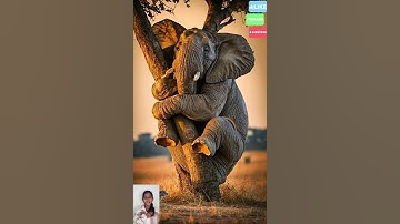An elephant climbed onto the roof of the tree #animals #shorts