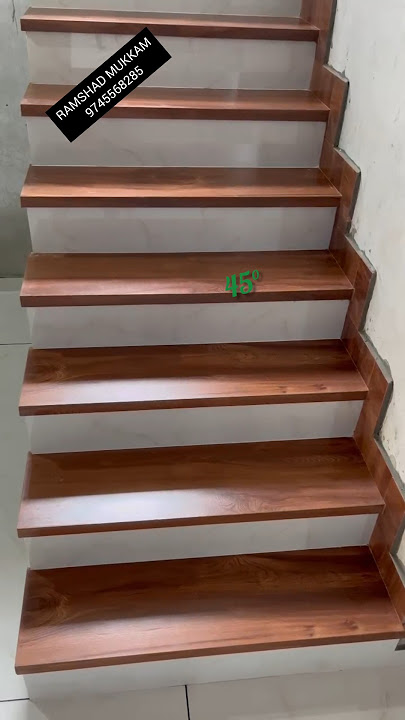 # stair case #wooden Tiles. 45° Tiles installation #malayali skill work #before & after