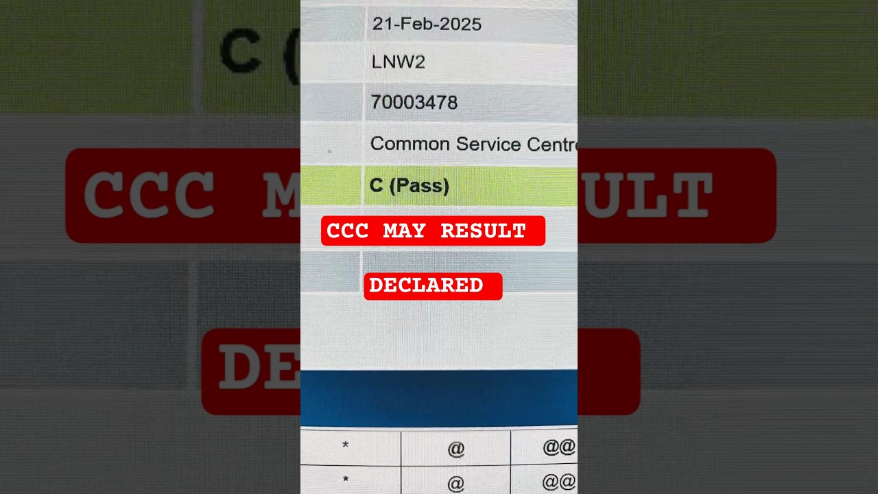 CCC MAY RESULT DECLARED 