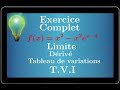 Exercice révision: fonction exponentielle • limite dérivé f'(x) tableau variations TVI • terminale S