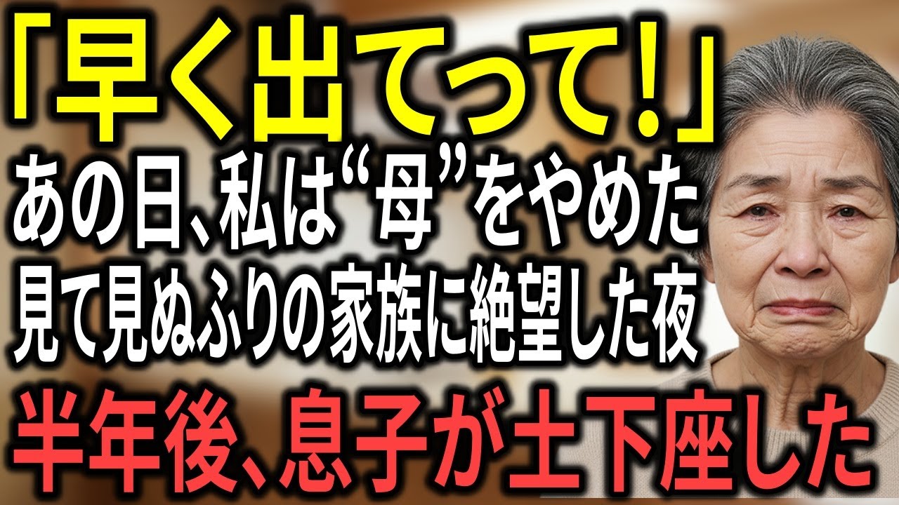 「出て行ってくれ」と息子に言われた翌日、私は“笑って復讐”しました。