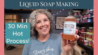 30 Minute Hot Process Liquid Soap in Beautiful Frosted Glass Bottles!