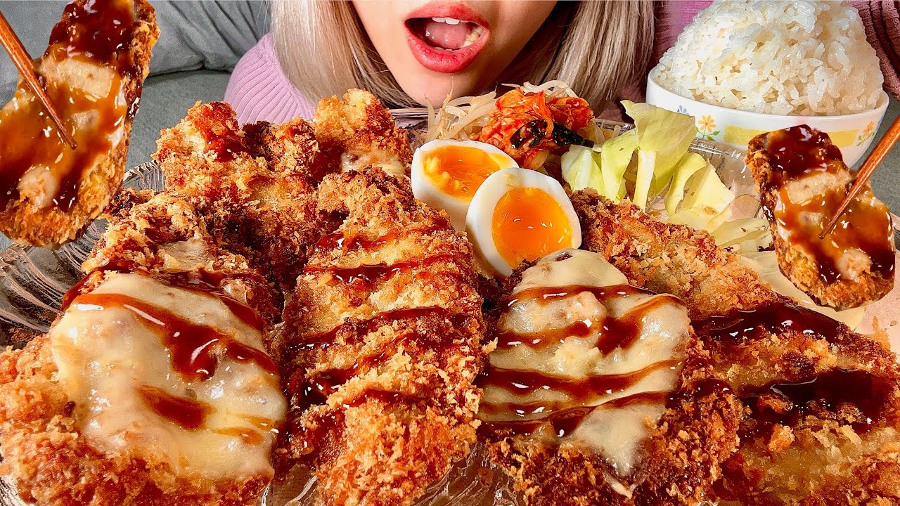 ザクザク！とんかつ🍚【咀嚼音/Mukbang/Eating/Sounds】【日本語字幕】