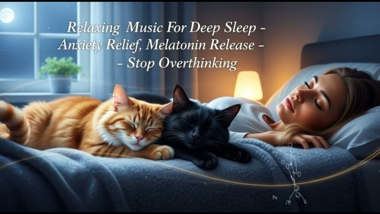 Relaxing music Sleeping with a cat and listening to music can help reduce stress.