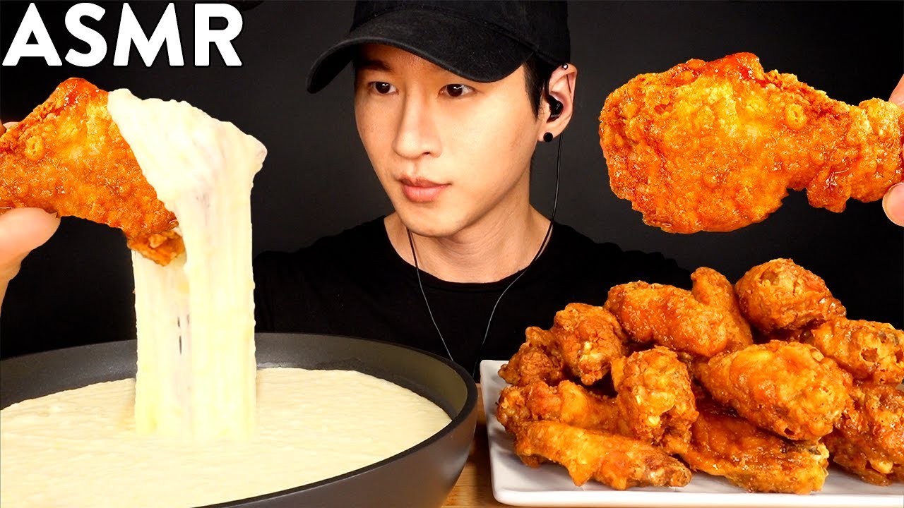 ASMR STRETCHY CHEESE & CHICKEN WINGS MUKBANG (No Talking) COOKING