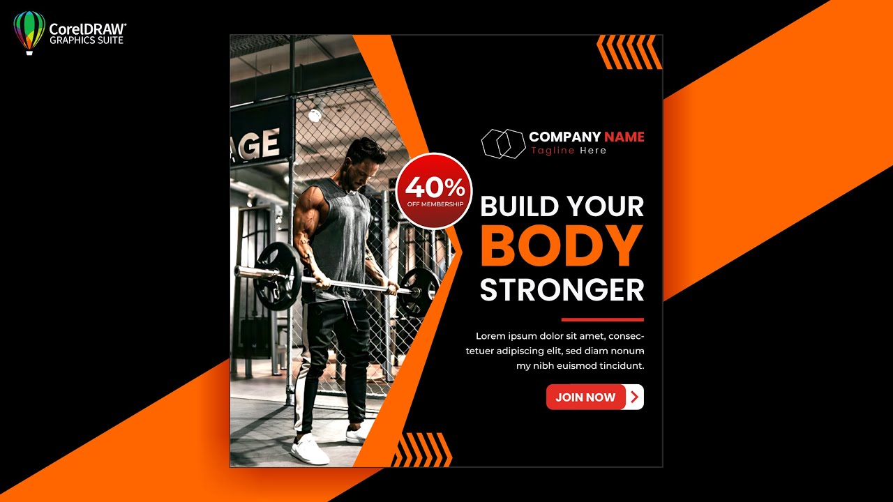 Gym Workout Social Media Poster Design || Gym Banner Design