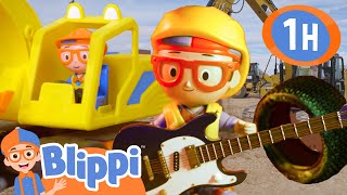 Rock Star Excavator | Blippi Toy Play Learning | Nursery Rhymes for Babies