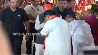 PM Modi greets people after arriving in Bhubaneswar