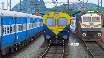 MEMU OVERTAKE LHB EXPRESS TRAIN | BUMPY RAILROAD | Train Simulator | Railworks 3 | NTG GAMING