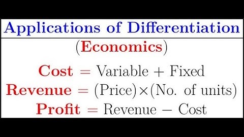 Application of differentiation in economics cost, revenue and profit functions