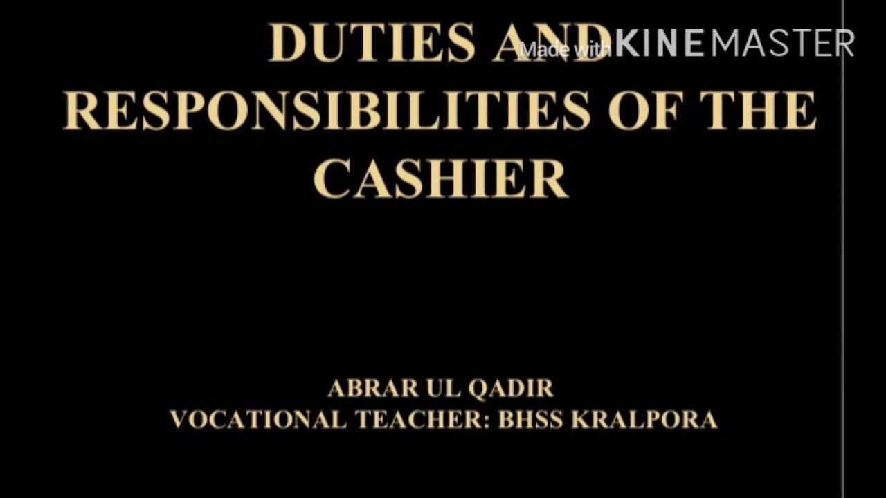 Topic Duties and responsibilities of the Cashier YouTube