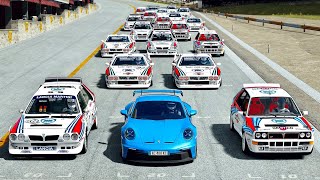 Porsche 992 GT3 2022 vs Lancia Delta Rally Cars at Laguna Seca