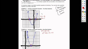 Algebra 1 - 9.1 Solving Quadratic Equations by graphing
