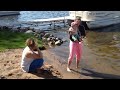 Carter 1 Year Old First Walks in the Lake at the Cabin 2014