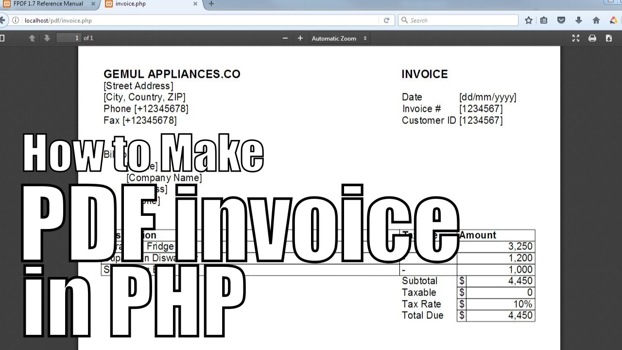 fpdf php  2022 New  How to make printable PDF Invoices in PHP | PHP FPDF Tutorial #1